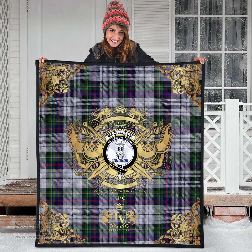 Scottish MacCallum (Malcolm) Dress 02 Clan Tartan Quilt - Military Logo Style Scottish Plaid Tartan Plaid