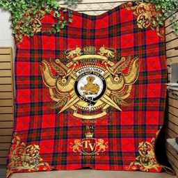 Scottish MacGillivray Modern Clan Tartan Quilt - Military Logo Style Scottish Plaid Tartan Plaid
