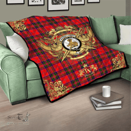 Scottish MacGillivray Modern Clan Tartan Quilt - Military Logo Style Scottish Plaid Tartan Plaid