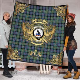 Scottish MacDonnell of Glengarry Ancient Clan Tartan Quilt - Military Logo Style Scottish Plaid Tartan Plaid