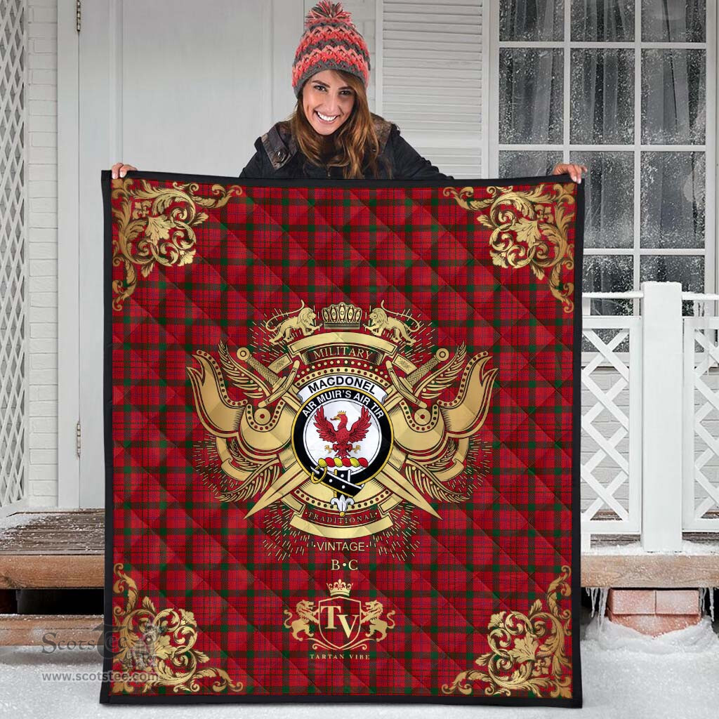 Scottish MacDonell of Keppoch 02 Clan Tartan Quilt - Military Logo Style Scottish Plaid Tartan Plaid