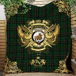 Scottish MacAlpin (MacAlpine) 01 Clan Tartan Quilt - Military Logo Style Scottish Plaid Tartan Plaid