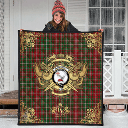 Scottish MacDougall Lochcarron Clan Tartan Quilt - Military Logo Style Scottish Plaid Tartan Plaid