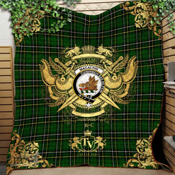 Scottish MacAlpin (MacAlpine) Modern 02 Clan Tartan Quilt - Military Logo Style Scottish Plaid Tartan Plaid