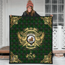 Scottish MacAlpin (MacAlpine) Modern 02 Clan Tartan Quilt - Military Logo Style Scottish Plaid Tartan Plaid