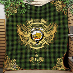Scottish MacIver Hunting Clan Tartan Quilt - Military Logo Style Scottish Plaid Tartan Plaid
