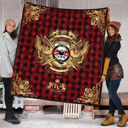 Scottish MacLeod Black and Red Clan Tartan Quilt - Military Logo Style Scottish Plaid Tartan Plaid