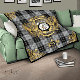 Scottish MacRae Dress Clan Tartan Quilt - Military Logo Style Scottish Plaid Tartan Plaid