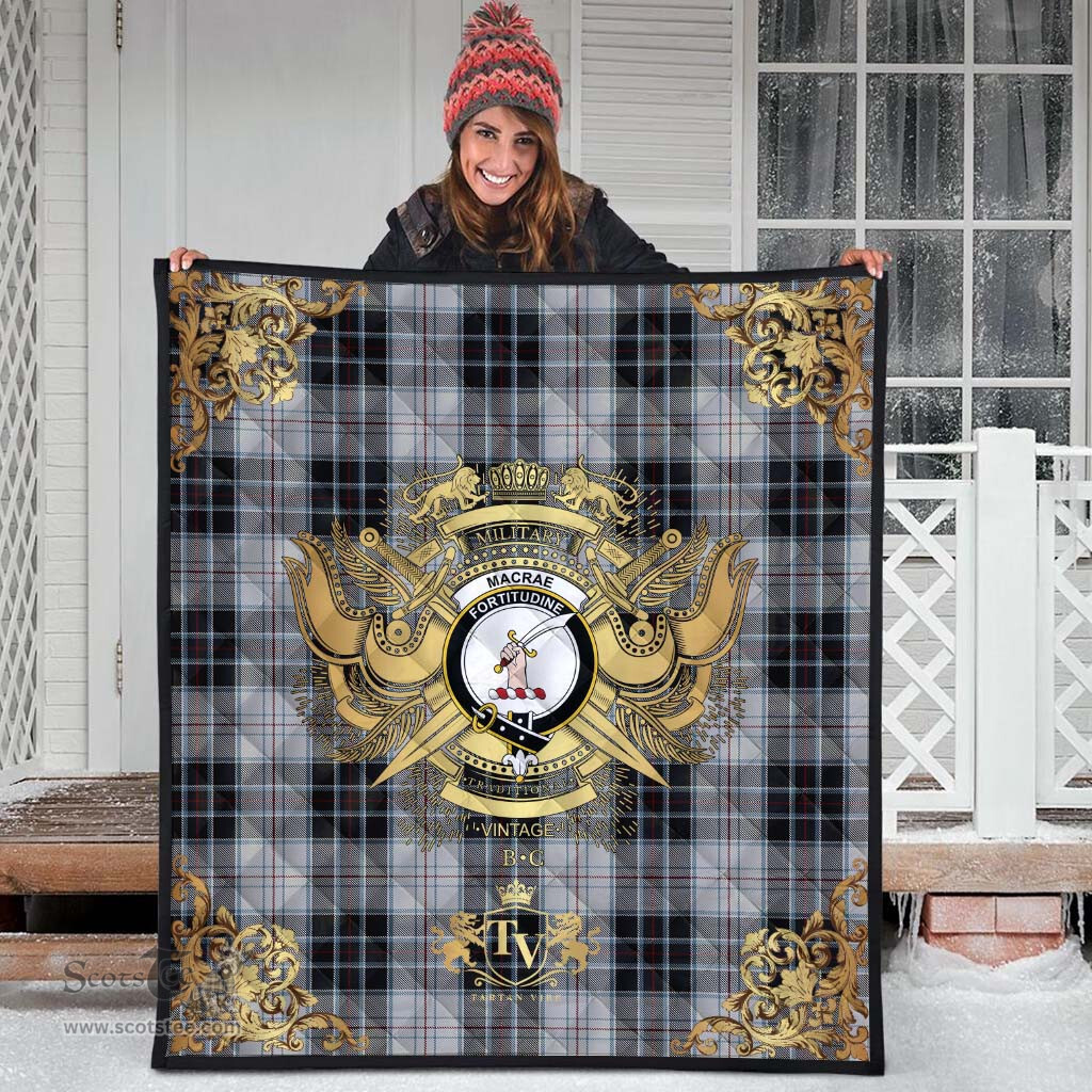 Scottish MacRae Dress Clan Tartan Quilt - Military Logo Style Scottish Plaid Tartan Plaid