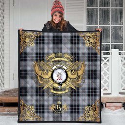 Scottish MacRae Dress Clan Tartan Quilt - Military Logo Style Scottish Plaid Tartan Plaid