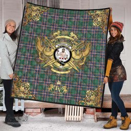 Scottish MacFarlane Hunting Ancient Clan Tartan Quilt - Military Logo Style Scottish Plaid Tartan Plaid