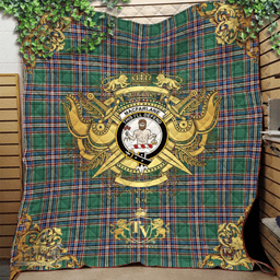 Scottish MacFarlane Hunting Ancient Clan Tartan Quilt - Military Logo Style Scottish Plaid Tartan Plaid