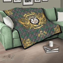 Scottish MacFarlane Hunting Ancient Clan Tartan Quilt - Military Logo Style Scottish Plaid Tartan Plaid