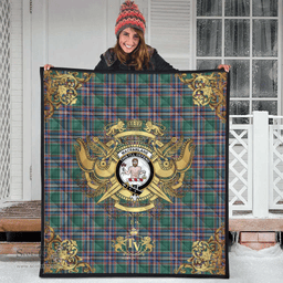 Scottish MacFarlane Hunting Ancient Clan Tartan Quilt - Military Logo Style Scottish Plaid Tartan Plaid
