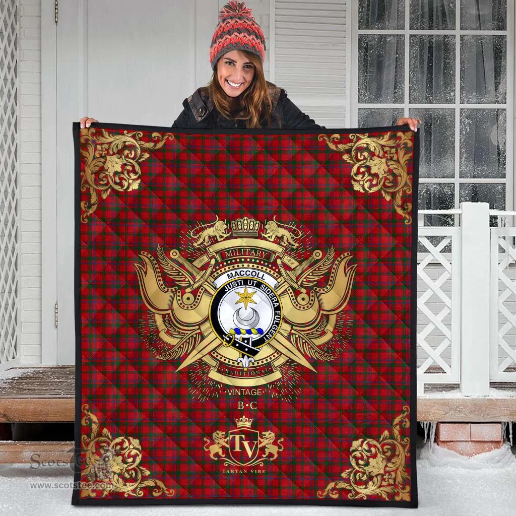 Scottish MacColl 03 Clan Tartan Quilt - Military Logo Style Scottish Plaid Tartan Plaid