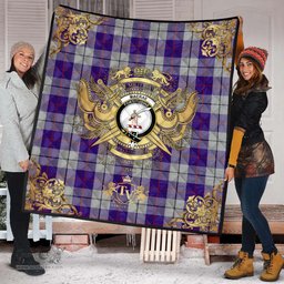 Scottish MacRae Dress Purple Clan Tartan Quilt - Military Logo Style Scottish Plaid Tartan Plaid