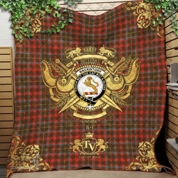 Scottish MacKintosh Hunting Weathered Clan Tartan Quilt - Military Logo Style Scottish Plaid Tartan Plaid
