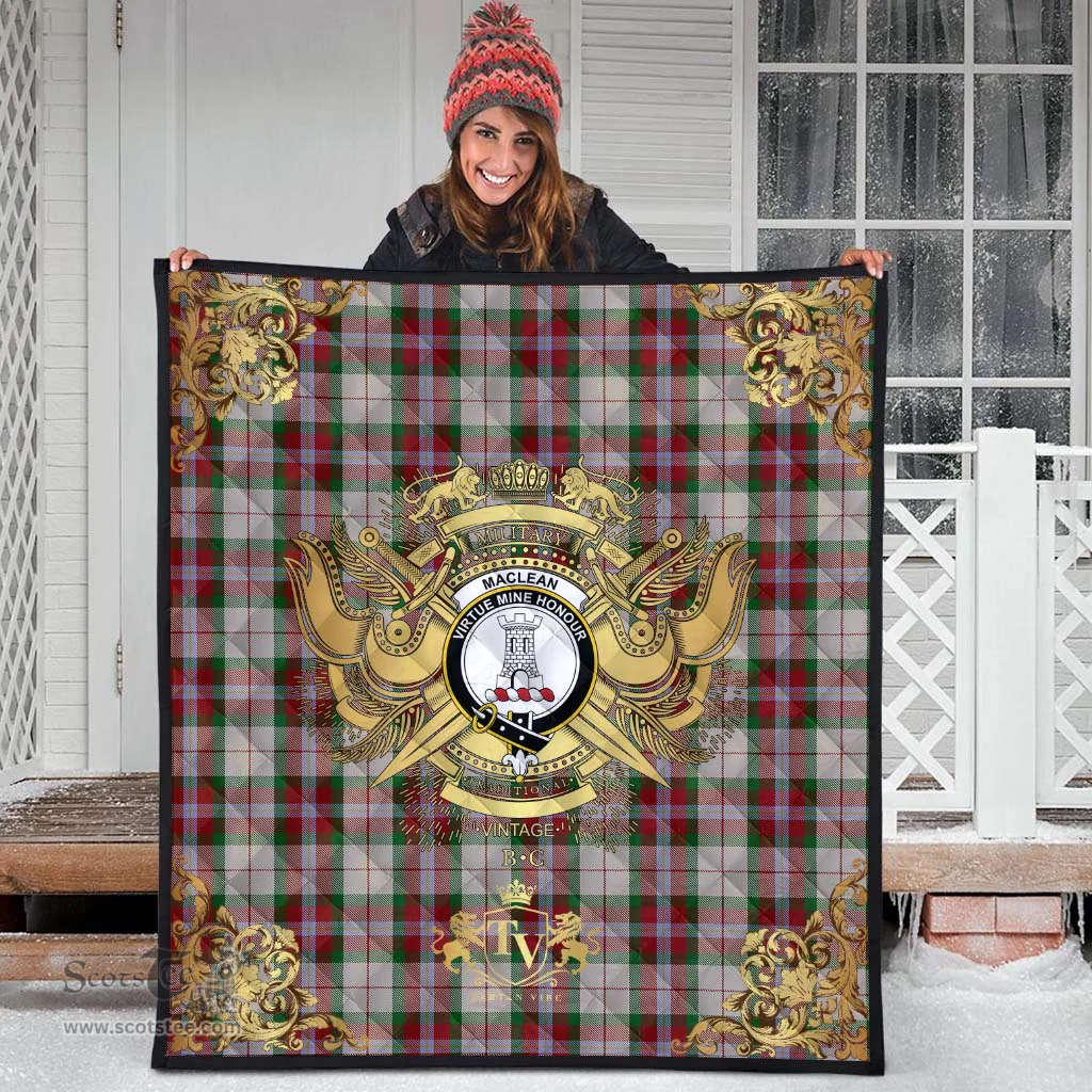 Scottish MacLean Dress Clan Tartan Quilt - Military Logo Style Scottish Plaid Tartan Plaid
