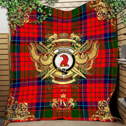 Scottish MacNicol of Scorrybreac Clan Tartan Quilt - Military Logo Style Scottish Plaid Tartan Plaid