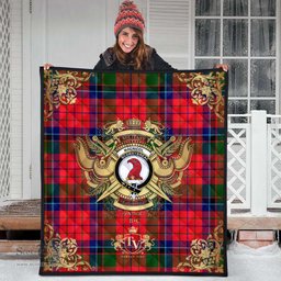 Scottish MacNicol of Scorrybreac Clan Tartan Quilt - Military Logo Style Scottish Plaid Tartan Plaid