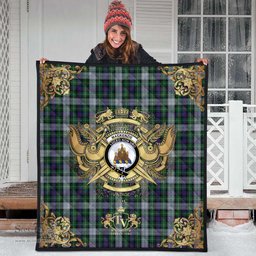 Scottish MacKenzie Dress Clan Tartan Quilt - Military Logo Style Scottish Plaid Tartan Plaid
