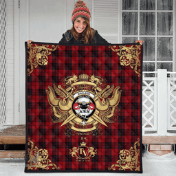 Scottish MacLeod of Raasay Highland Clan Tartan Quilt - Military Logo Style Scottish Plaid Tartan Plaid