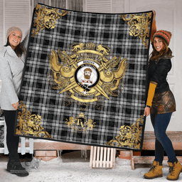 Scottish Menzies 03 Clan Tartan Quilt - Military Logo Style Scottish Plaid Tartan Plaid