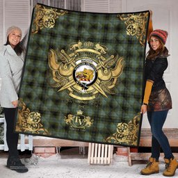 Scottish MacIver Family Clan Tartan Quilt - Military Logo Style Scottish Plaid Tartan Plaid