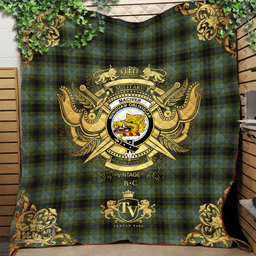Scottish MacIver Family Clan Tartan Quilt - Military Logo Style Scottish Plaid Tartan Plaid