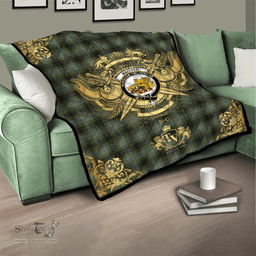 Scottish MacIver Family Clan Tartan Quilt - Military Logo Style Scottish Plaid Tartan Plaid