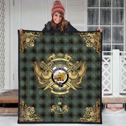 Scottish MacIver Family Clan Tartan Quilt - Military Logo Style Scottish Plaid Tartan Plaid