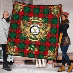 Scottish Stewart Atholl Modern Clan Tartan Quilt - Military Logo Style Scottish Plaid Tartan Plaid