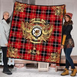 Scottish Majoribanks Clan Tartan Quilt - Military Logo Style Scottish Plaid Tartan Plaid