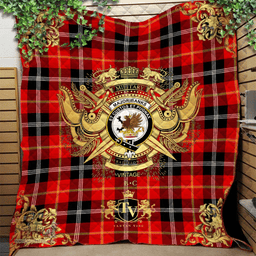 Scottish Majoribanks Clan Tartan Quilt - Military Logo Style Scottish Plaid Tartan Plaid