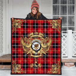 Scottish Majoribanks Clan Tartan Quilt - Military Logo Style Scottish Plaid Tartan Plaid