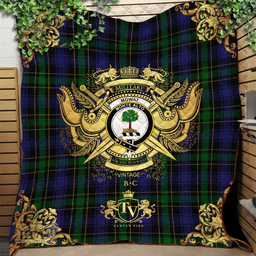 Scottish Mowat Originaux Clan Tartan Quilt - Military Logo Style Scottish Plaid Tartan Plaid
