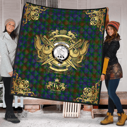 Scottish Tennant 03 Clan Tartan Quilt - Military Logo Style Scottish Plaid Tartan Plaid