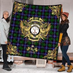 Scottish Russell Modern Clan Tartan Quilt - Military Logo Style Scottish Plaid Tartan Plaid
