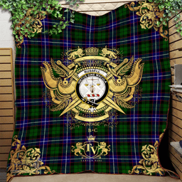 Scottish Russell Modern Clan Tartan Quilt - Military Logo Style Scottish Plaid Tartan Plaid