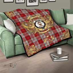Scottish Menzies 04 Clan Tartan Quilt - Military Logo Style Scottish Plaid Tartan Plaid