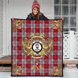Scottish Menzies 04 Clan Tartan Quilt - Military Logo Style Scottish Plaid Tartan Plaid
