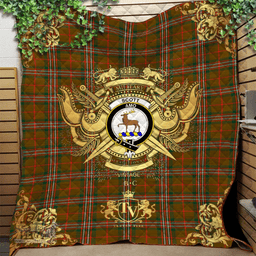 Scottish Scott Brown Modern Clan Tartan Quilt - Military Logo Style Scottish Plaid Tartan Plaid