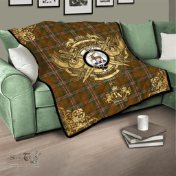 Scottish Scott Brown Modern Clan Tartan Quilt - Military Logo Style Scottish Plaid Tartan Plaid