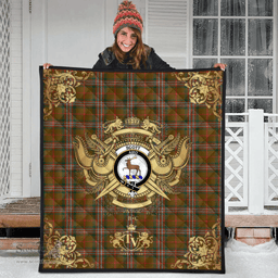 Scottish Scott Brown Modern Clan Tartan Quilt - Military Logo Style Scottish Plaid Tartan Plaid