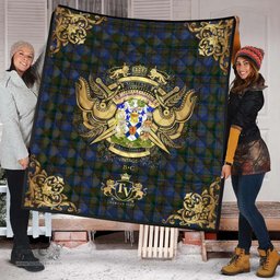 Scottish Nova Scotia District 02 Clan Tartan Quilt - Military Logo Style Scottish Plaid Tartan Plaid