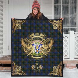 Scottish Nova Scotia District 02 Clan Tartan Quilt - Military Logo Style Scottish Plaid Tartan Plaid