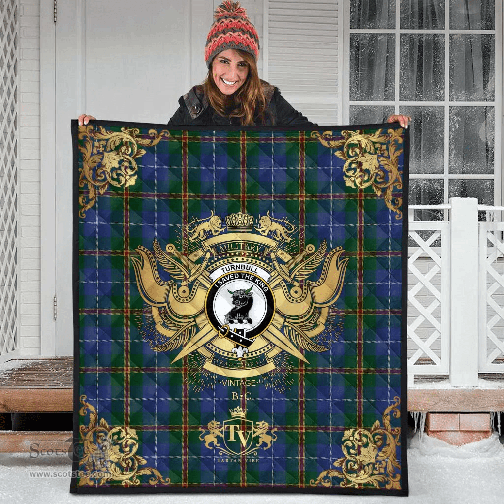 Scottish Turnbull Hunting 01 Clan Tartan Quilt - Military Logo Style Scottish Plaid Tartan Plaid