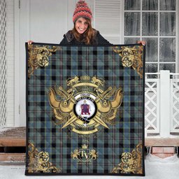 Scottish Ogilvie (Ogilvy) Hunting Clan Tartan Quilt - Military Logo Style Scottish Plaid Tartan Plaid