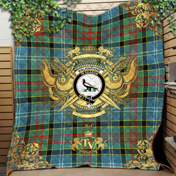 Scottish Walkinshaw Clan Tartan Quilt - Military Logo Style Scottish Plaid Tartan Plaid