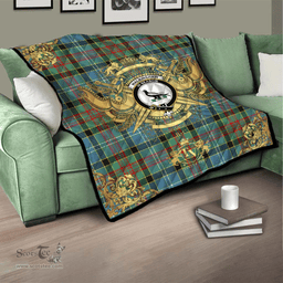 Scottish Walkinshaw Clan Tartan Quilt - Military Logo Style Scottish Plaid Tartan Plaid